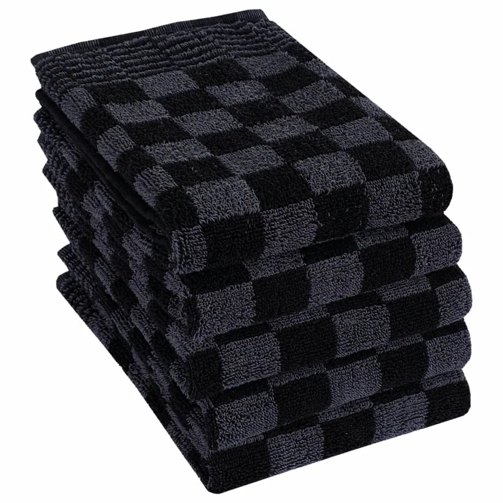 20 Piece Towel Set Black and Grey Cotton