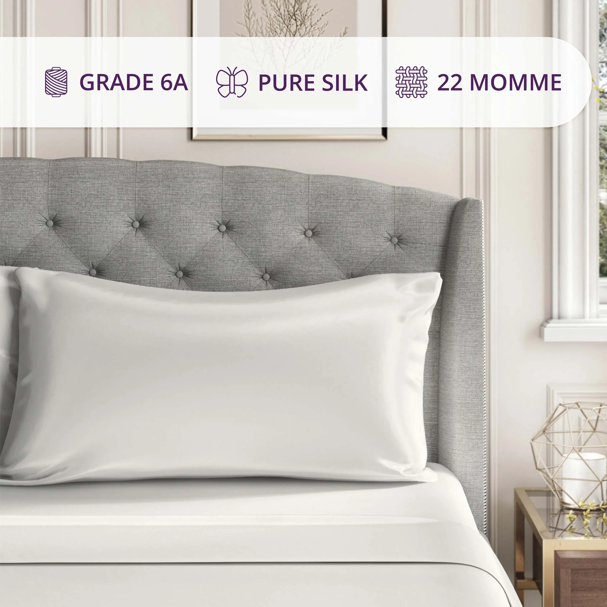 22 Momme Silk Pillowcase - White