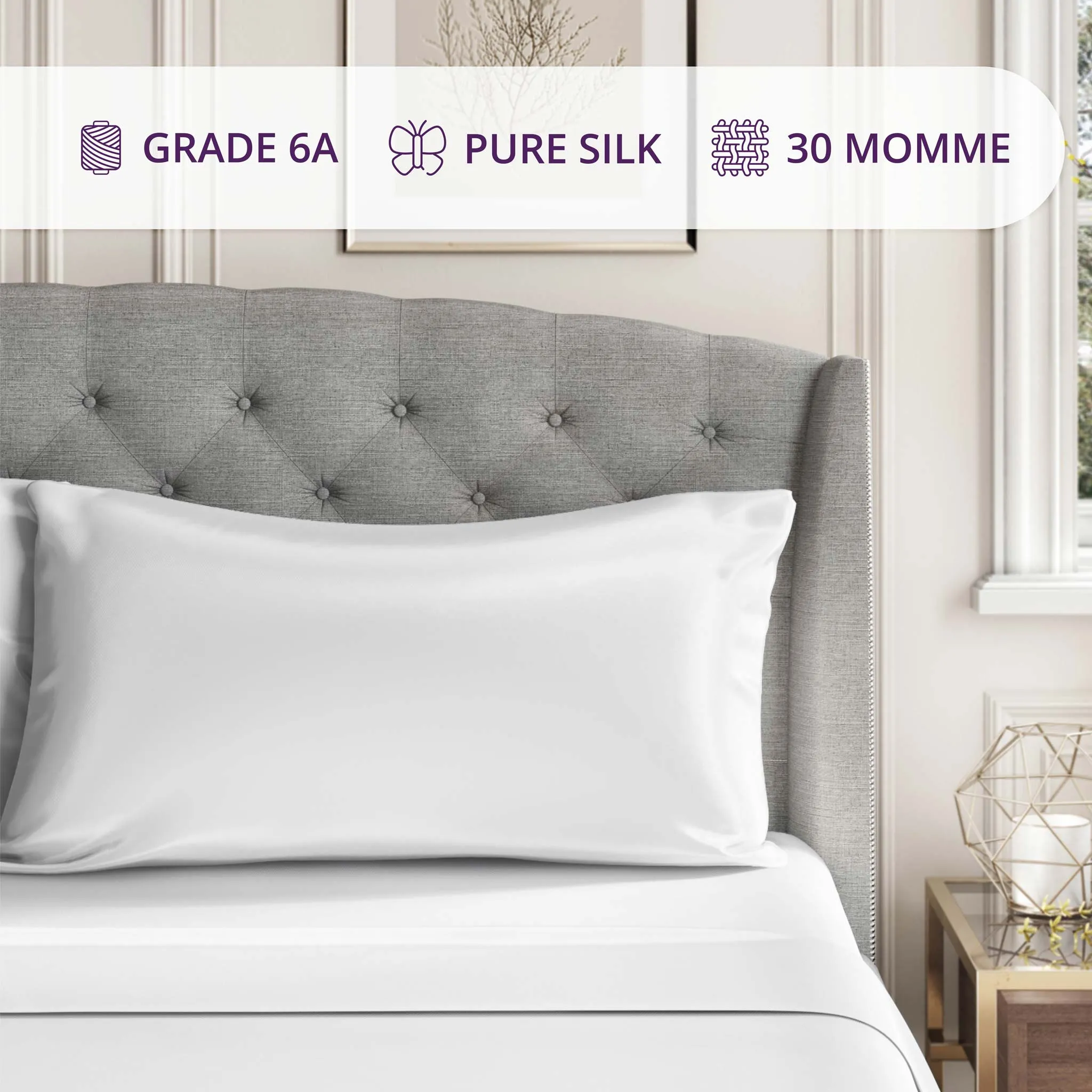 30 Momme Silk Pillowcase - White