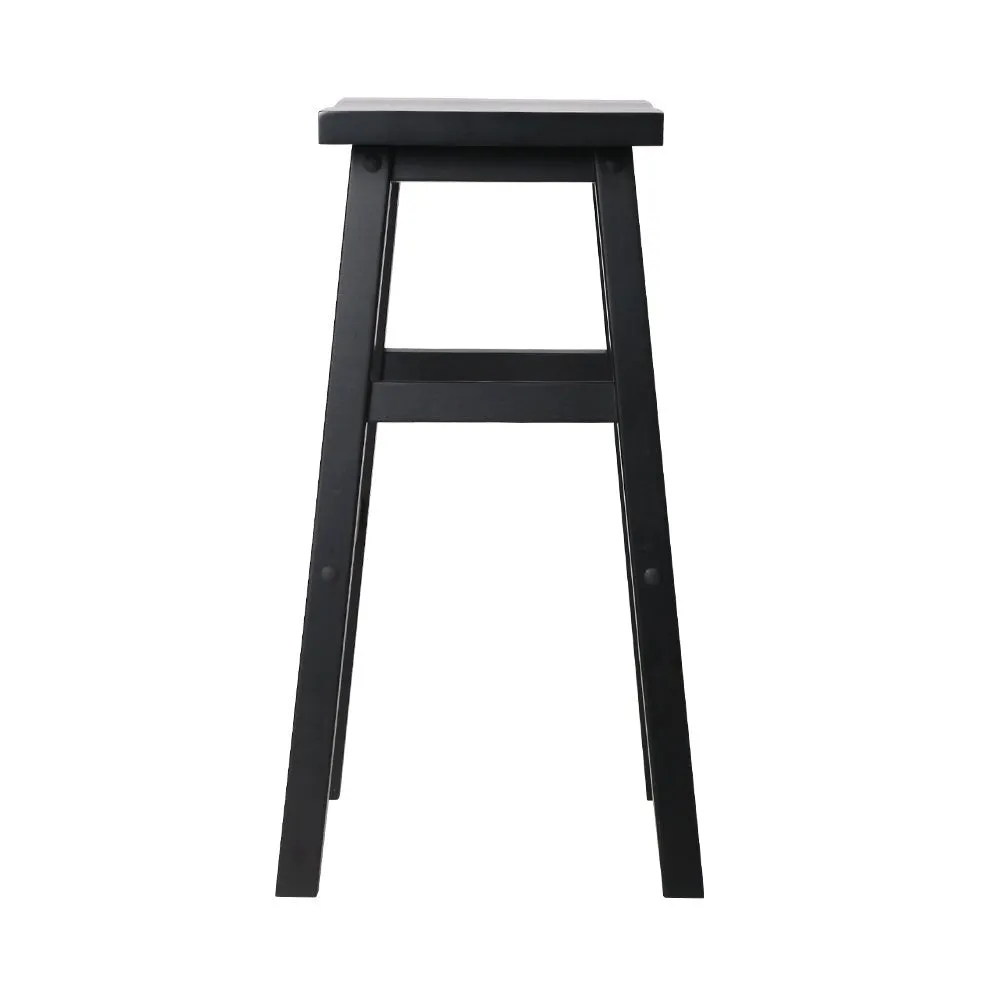 4 Black Beech Wood Bar Stools - 4 Pack