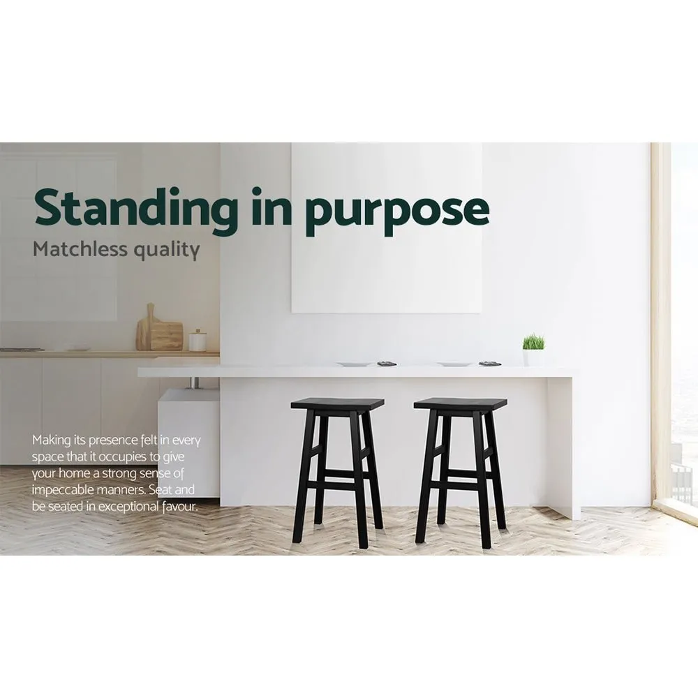 4 Black Beech Wood Bar Stools - 4 Pack
