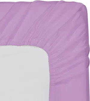 400 Thread Count All Around Elastic Fitted Bedsheet 3 PC Set- 6" DeepPocket of Fitted Sheet- 100% Cotton Elasticized Fitted Sheet with2 Pillow Cover- Soft Lavender Solid,Queen Size