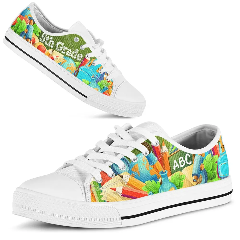 5Th Grade Abc 3D Low Top Shoes, Teacher Shoes, Low Top Sneakers