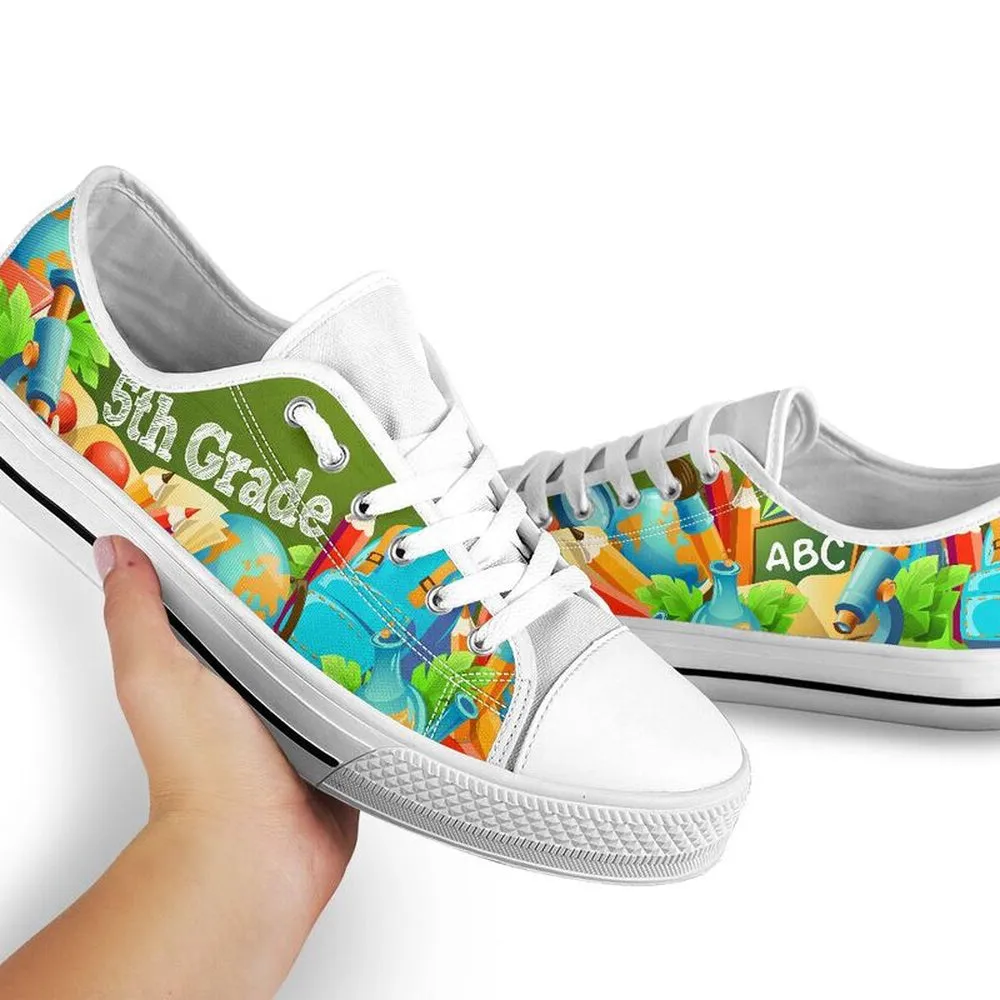 5Th Grade Abc 3D Low Top Shoes, Teacher Shoes, Low Top Sneakers