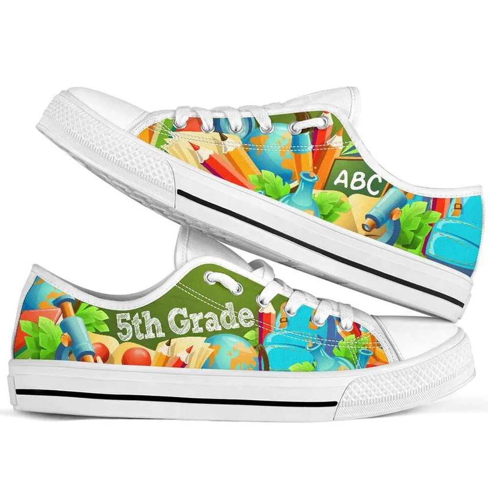 5Th Grade Abc 3D Low Top Shoes, Teacher Shoes, Low Top Sneakers