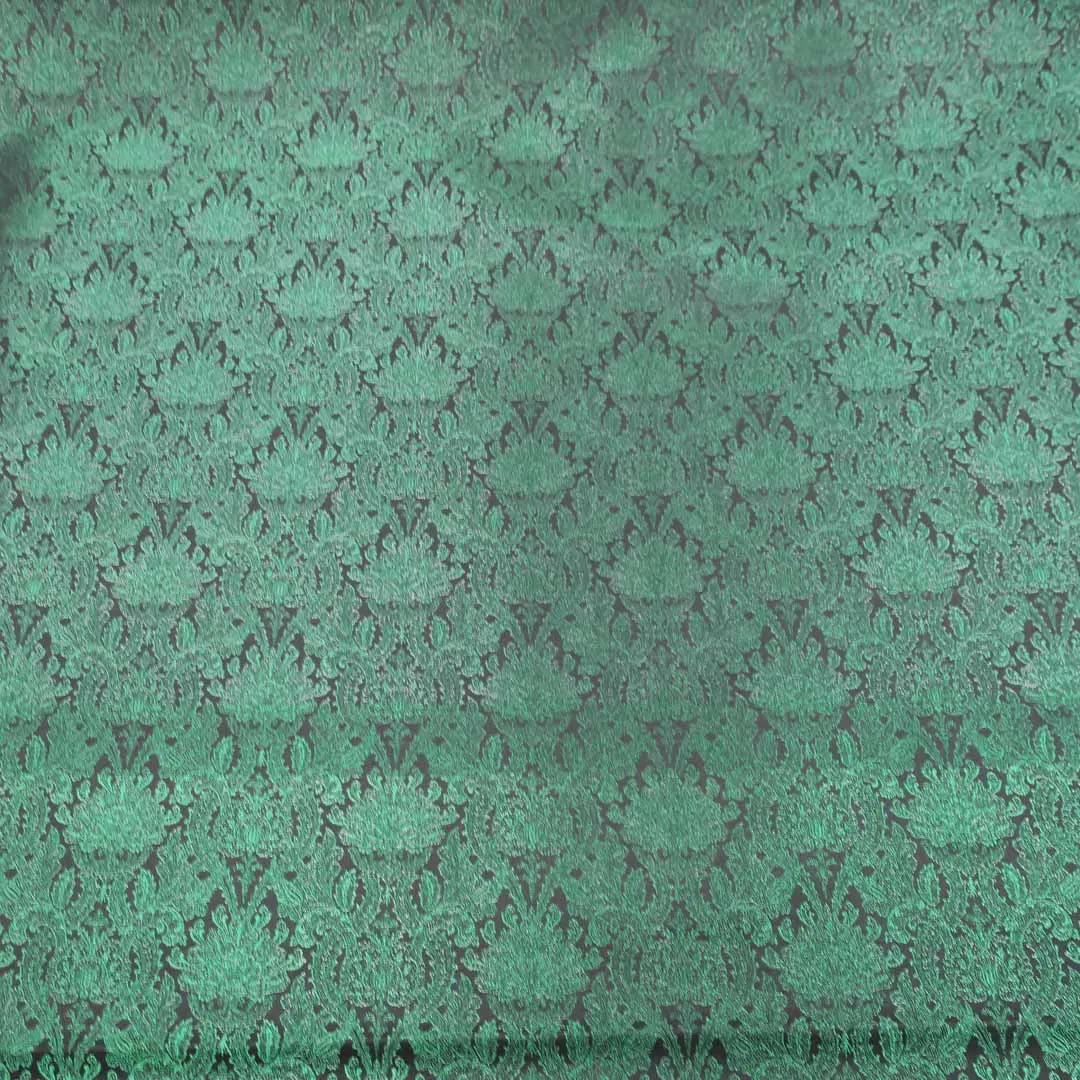 Abstract Textured Green Brocade Fabric