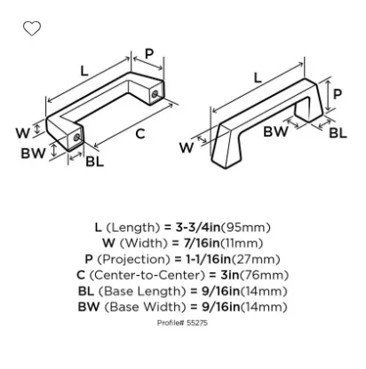 Amerock Blackrock 3" Center to Center Cabinet Pull BP55275