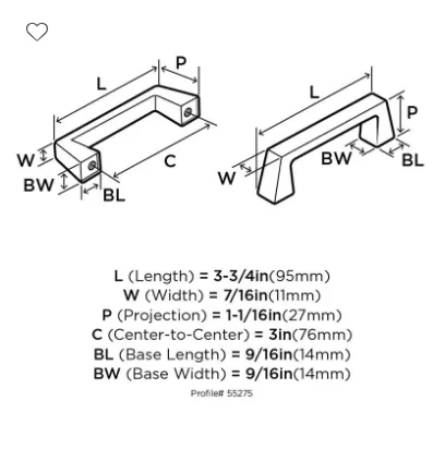 Amerock Blackrock 3" Center to Center Cabinet Pull BP55275