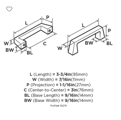 Amerock Blackrock 3" Center to Center Cabinet Pull BP55275