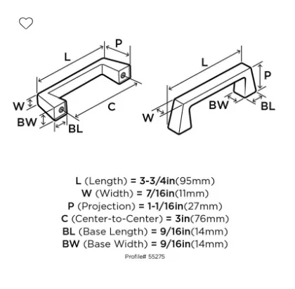 Amerock Blackrock 3" Center to Center Cabinet Pull BP55275