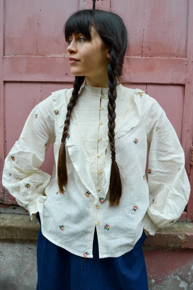 Atelier Reve Olivia Cream Embroidered Shirt