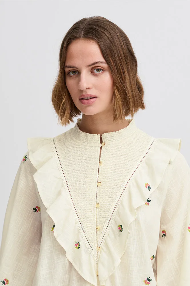 Atelier Reve Olivia Cream Embroidered Shirt
