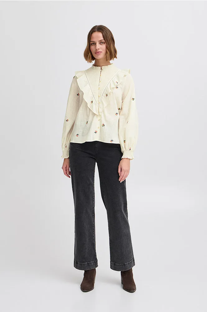 Atelier Reve Olivia Cream Embroidered Shirt