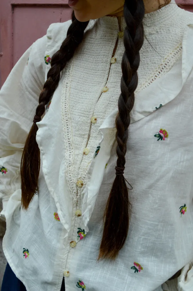 Atelier Reve Olivia Cream Embroidered Shirt