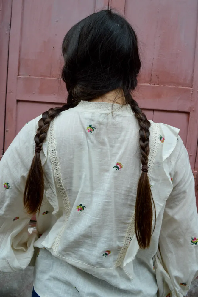 Atelier Reve Olivia Cream Embroidered Shirt