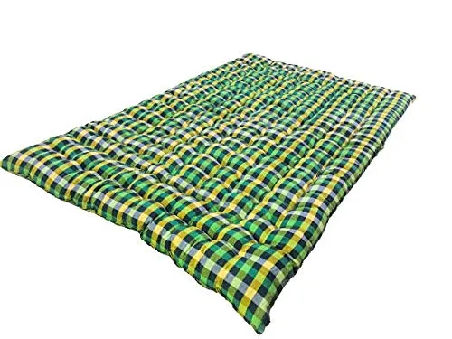 ATOOTFUSION Foldable Movable Soft Cotton Quilt Filled Multicolor Mattress | Gadda for Good Sleep (Mattress_72 x 48 Inch Cotton_Pillow)