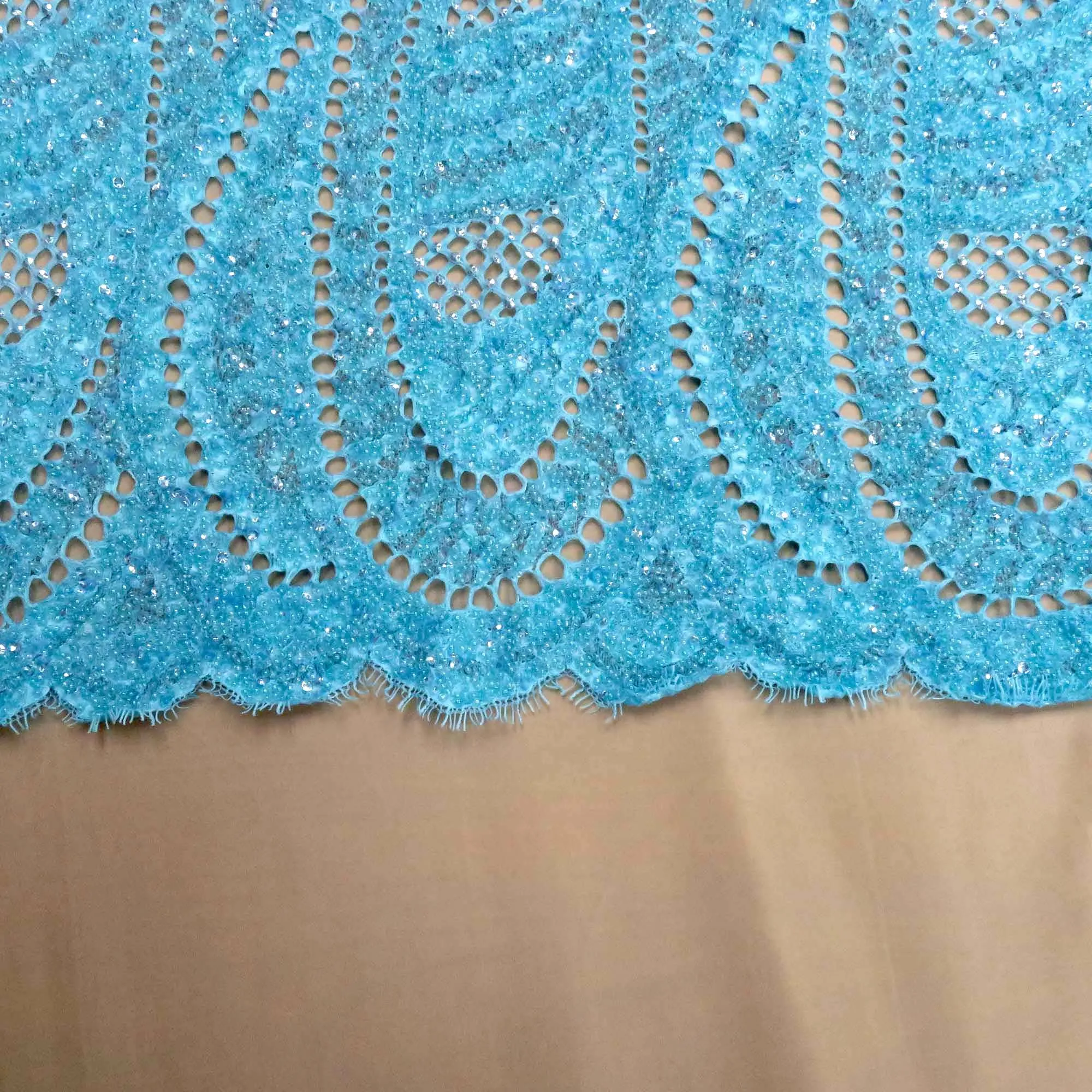 Baby Blue Floral Abstract Cotton Lace