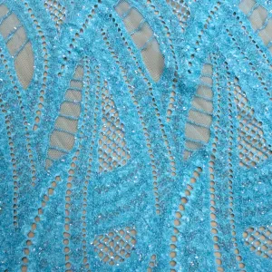 Baby Blue Floral Abstract Cotton Lace