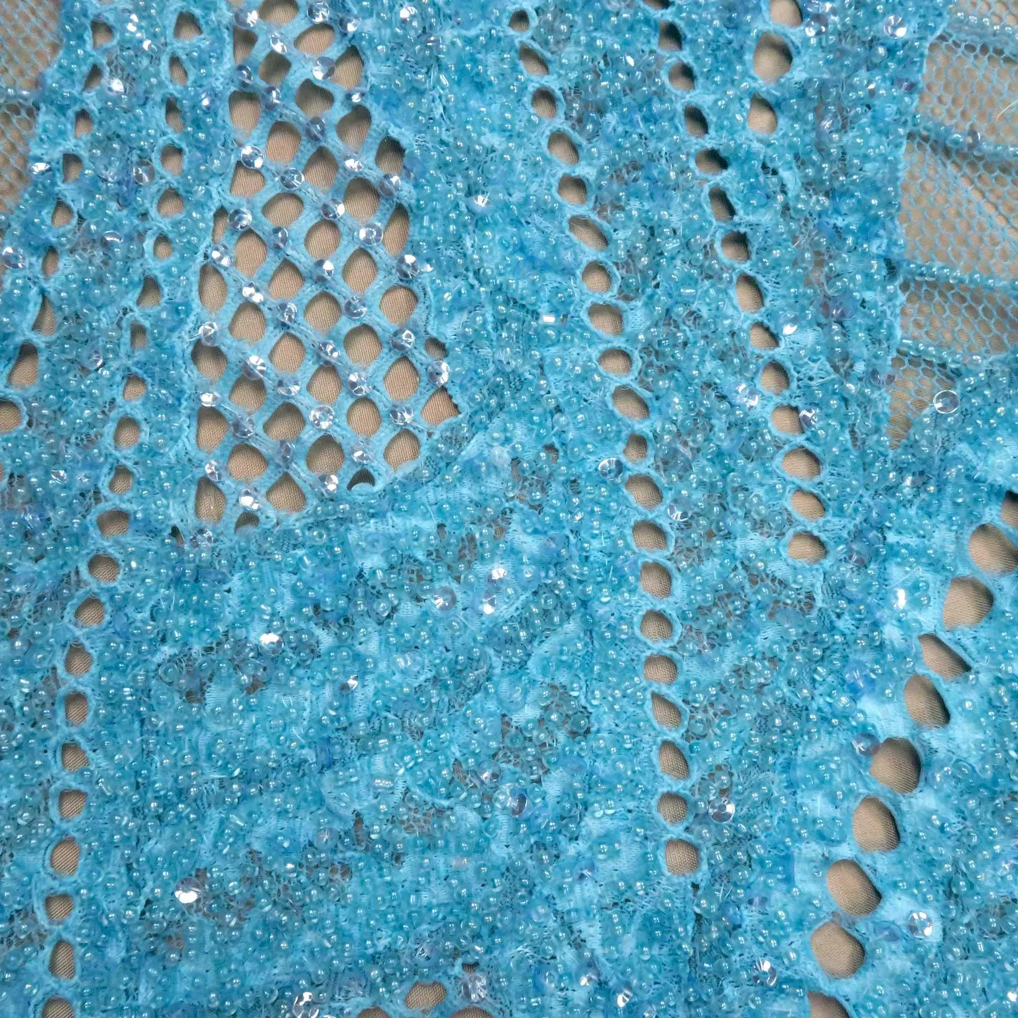 Baby Blue Floral Abstract Cotton Lace