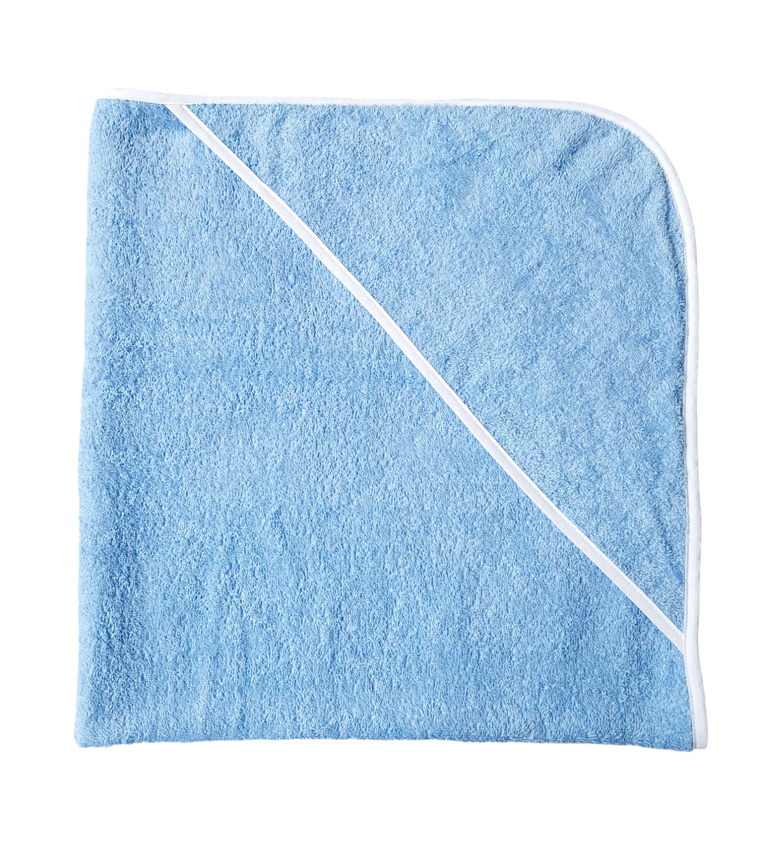 Baby Hooded Square Towel Blue Plain 90/90cm