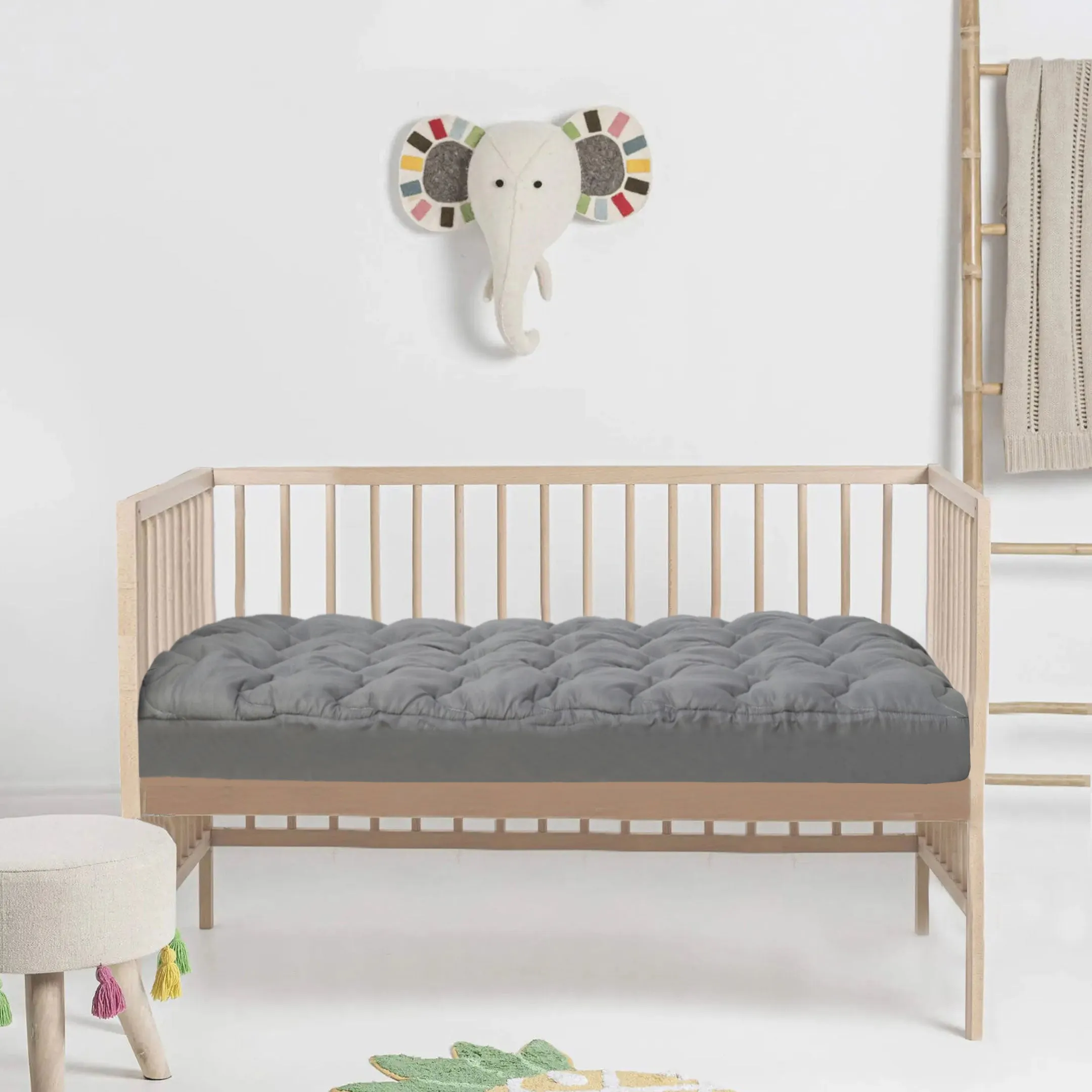 Baby Mattress Topper Fitted Grey