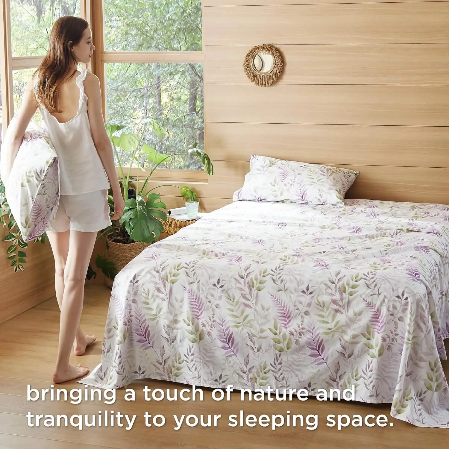Bedsure 100% Cotton Sheets Botanical