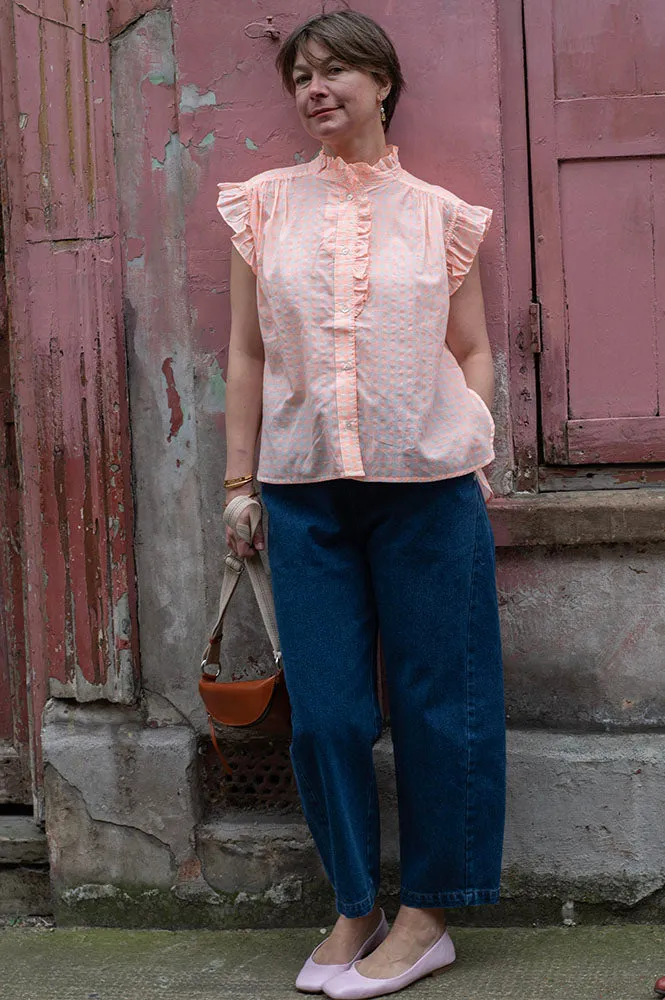 Bellerose Coyote Check A Coral Blouse