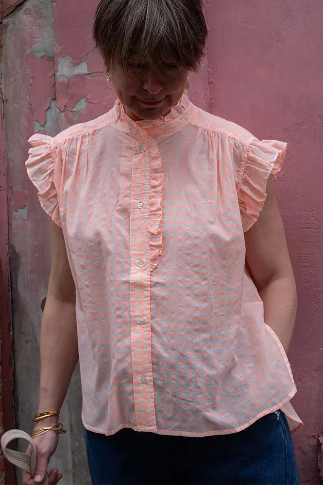 Bellerose Coyote Check A Coral Blouse
