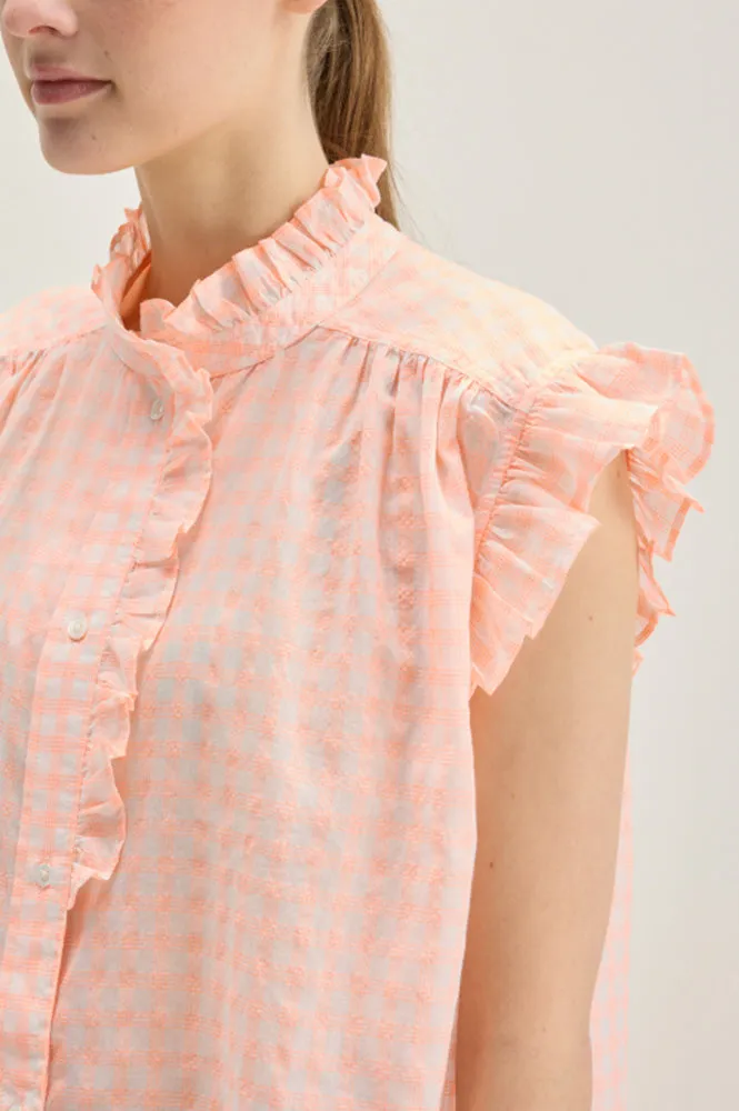 Bellerose Coyote Check A Coral Blouse