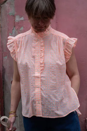 Bellerose Coyote Check A Coral Blouse