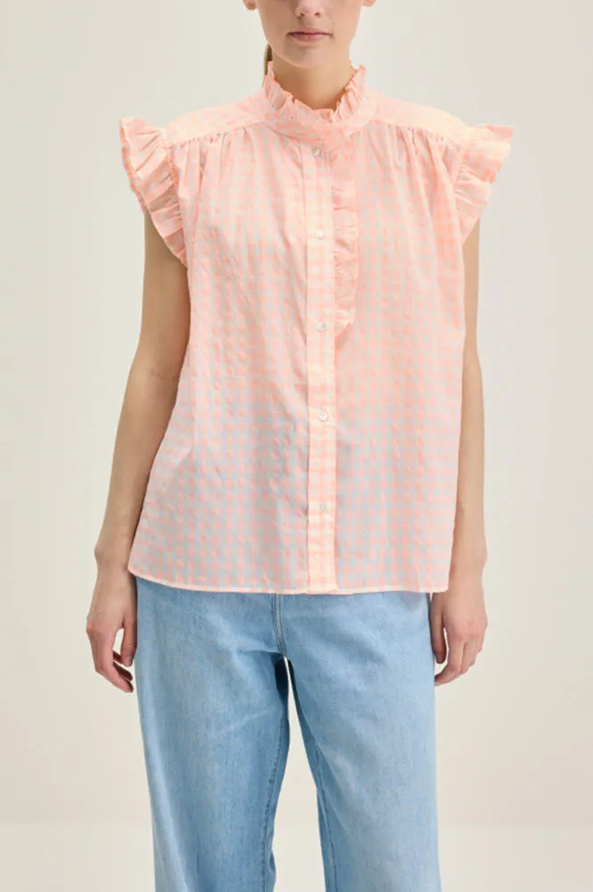 Bellerose Coyote Check A Coral Blouse