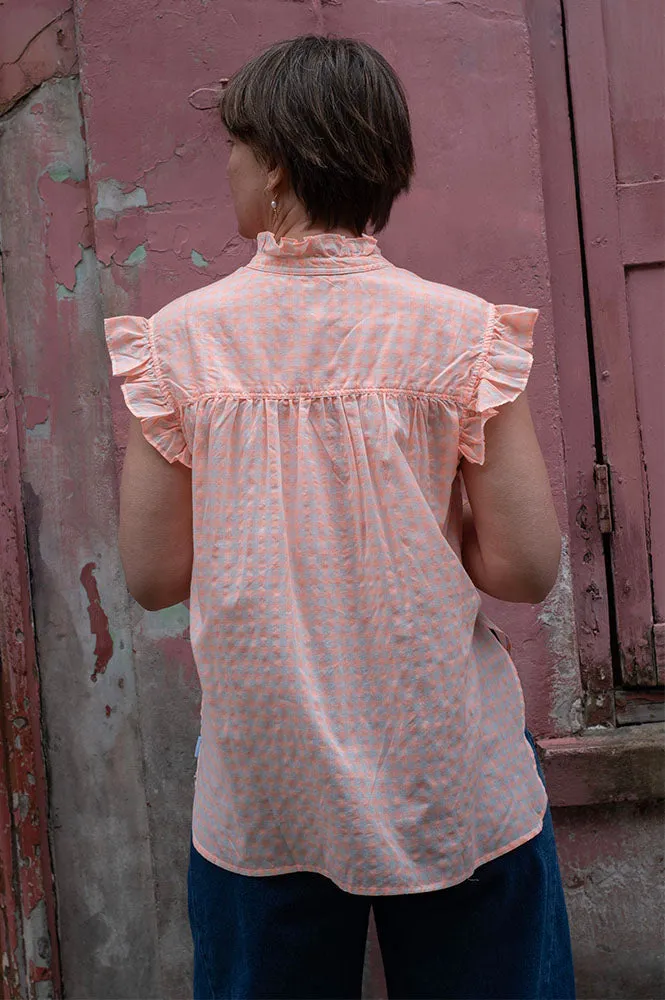 Bellerose Coyote Check A Coral Blouse