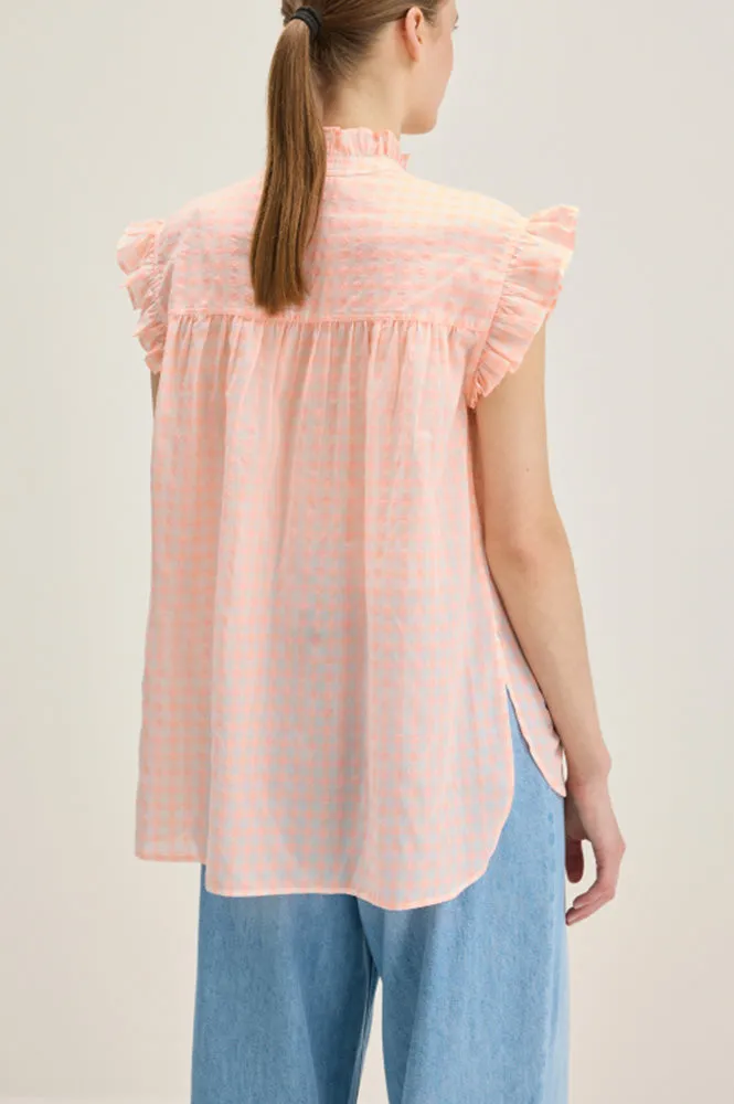 Bellerose Coyote Check A Coral Blouse