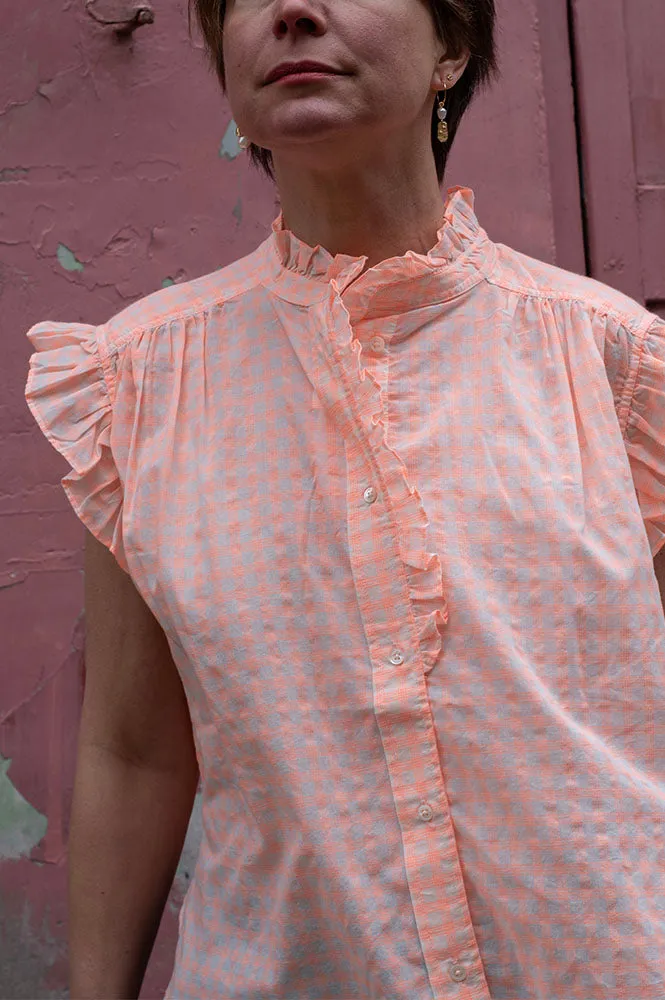 Bellerose Coyote Check A Coral Blouse