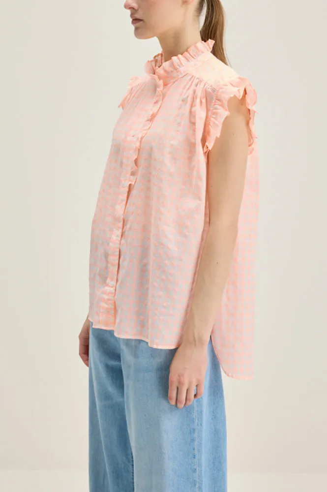 Bellerose Coyote Check A Coral Blouse