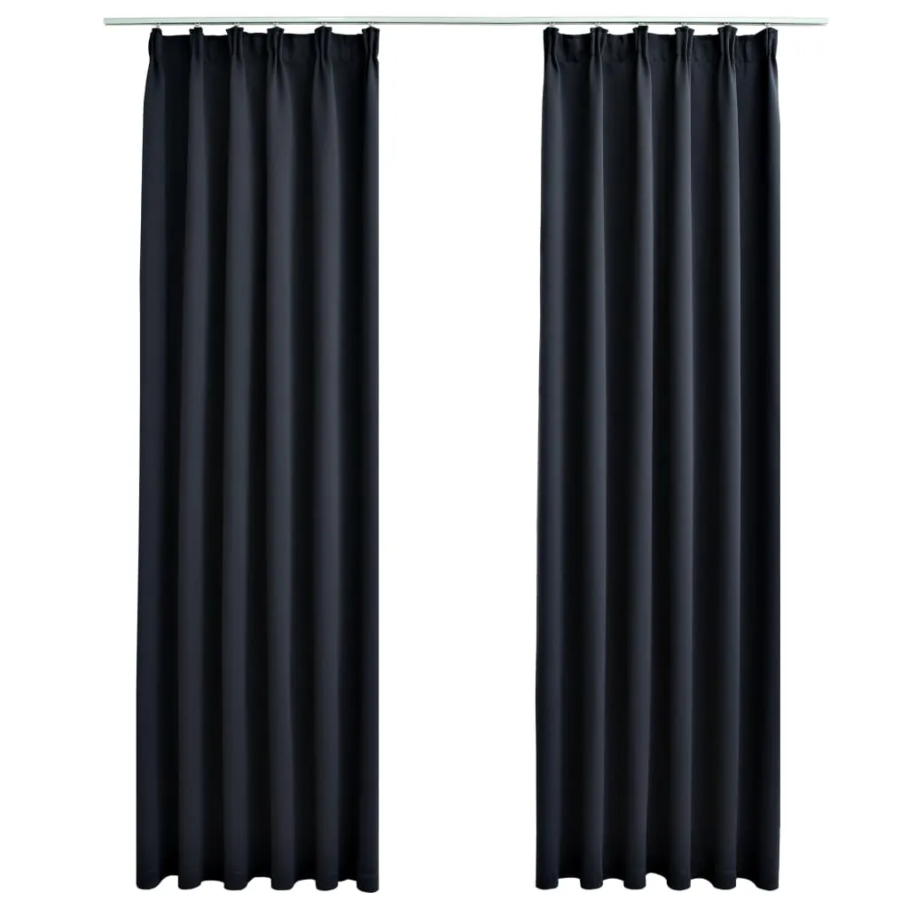 Blackout Curtains with Hooks 2 pcs Anthracite 140x175 cm