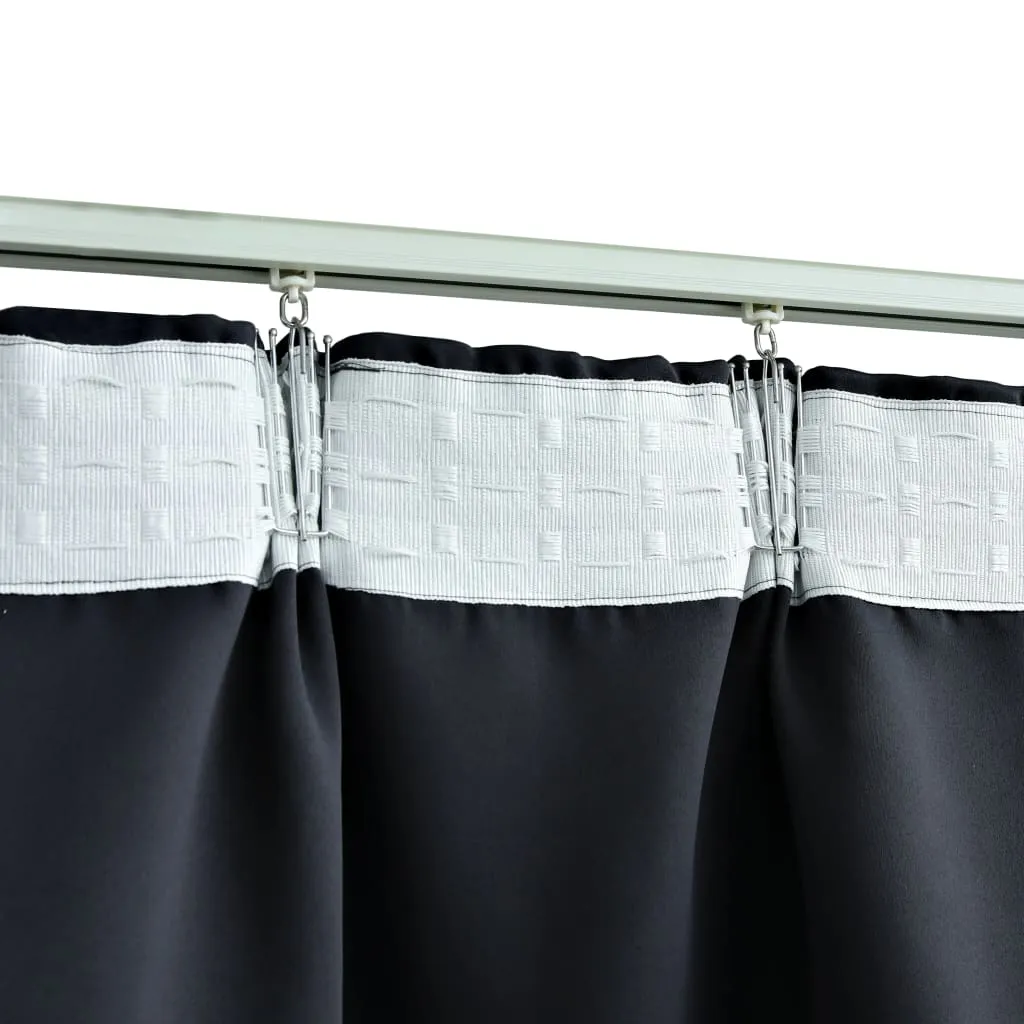 Blackout Curtains with Hooks 2 pcs Anthracite 140x175 cm