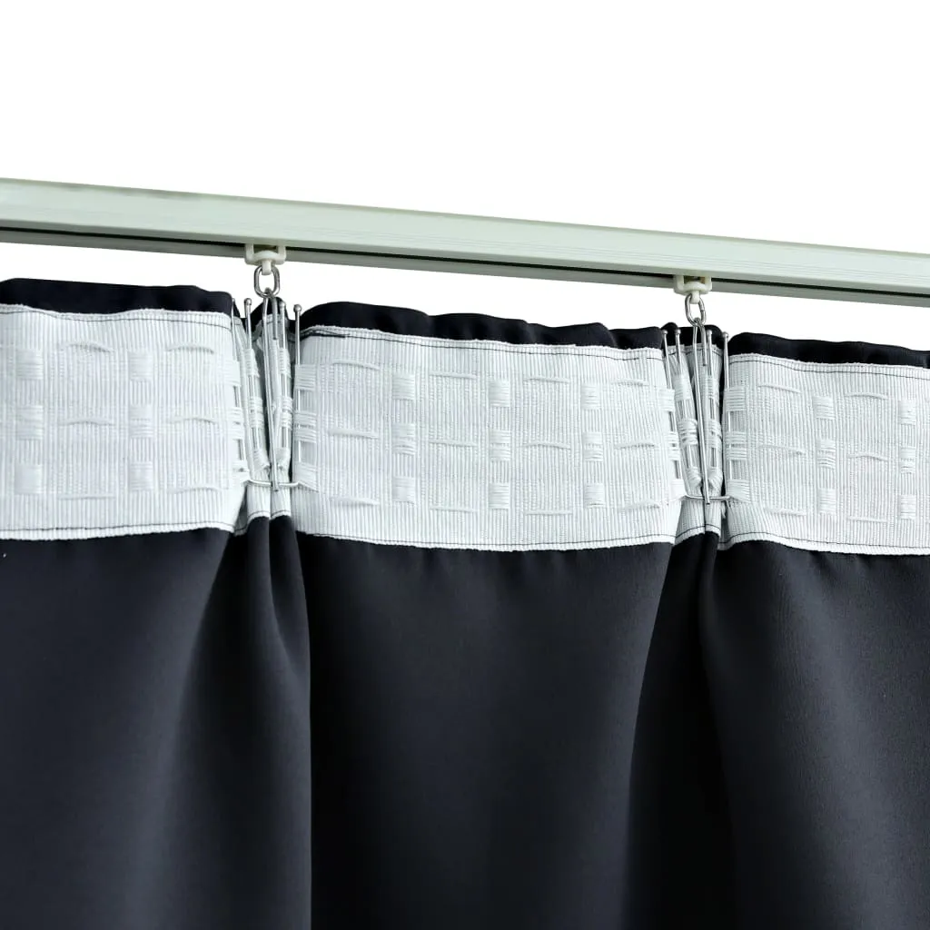 Blackout Curtains with Hooks 2 pcs Anthracite 140x225 cm