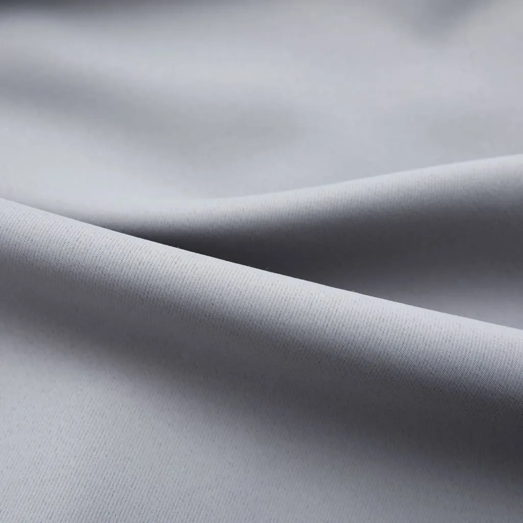 Blackout Curtains with Hooks 2 pcs Grey 140x175 cm