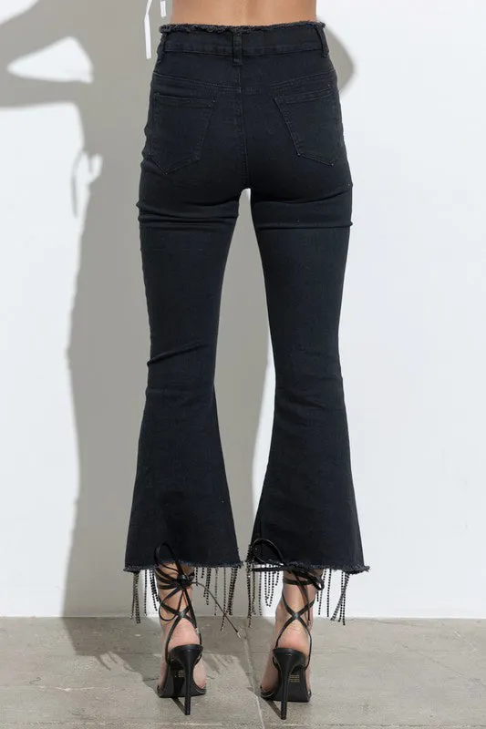Blue B Rhinestone Fringe Denim Pants