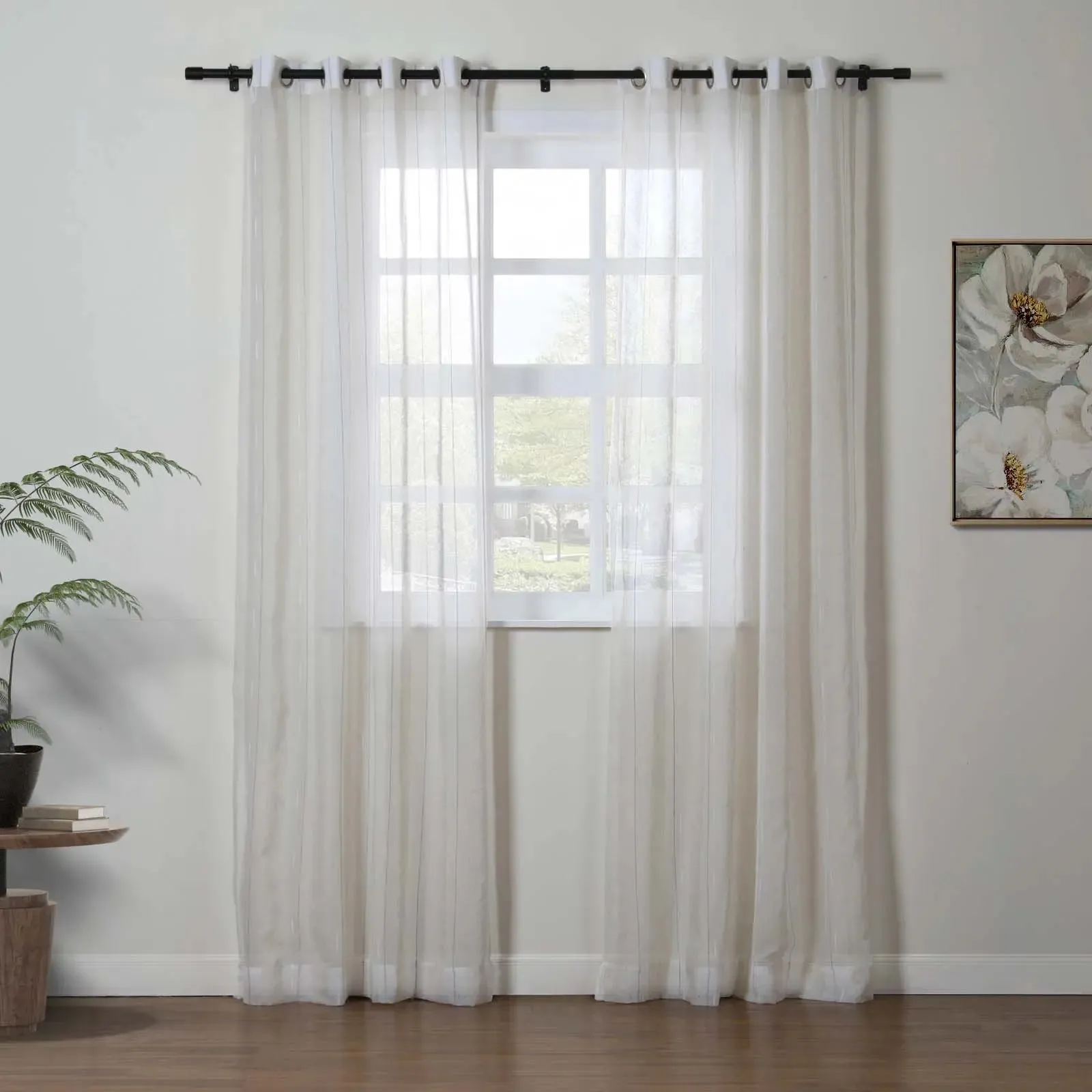 Brooklyn Woven Striped Sheer Curtain Grommet