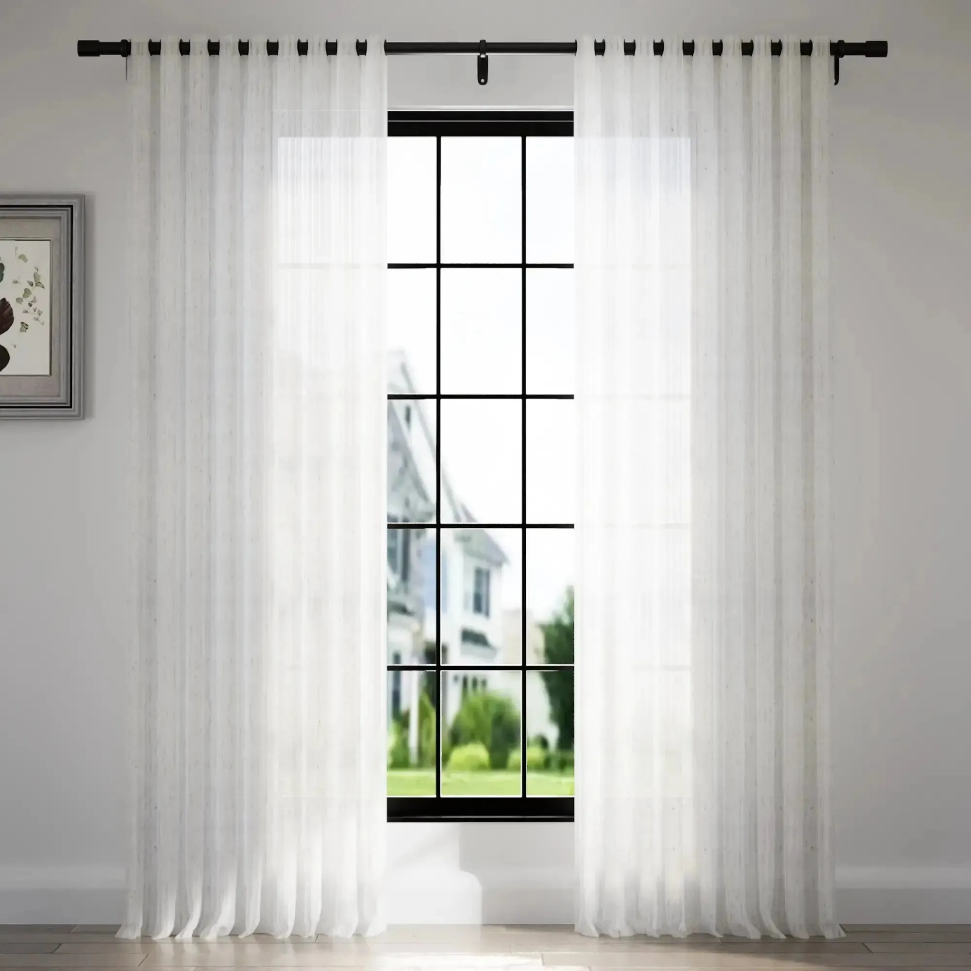 Brooklyn Woven Striped Sheer Curtain Grommet