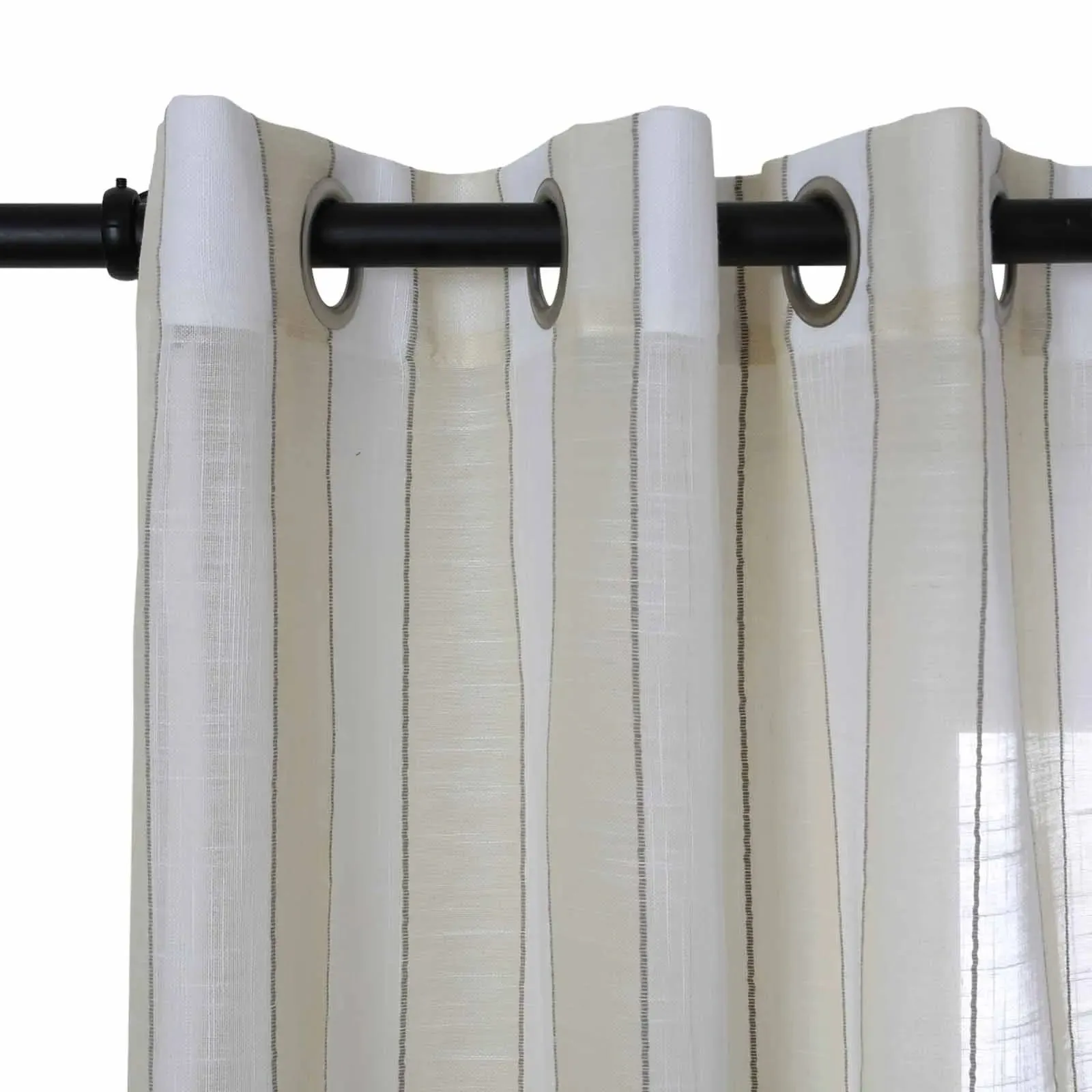 Brooklyn Woven Striped Sheer Curtain Grommet