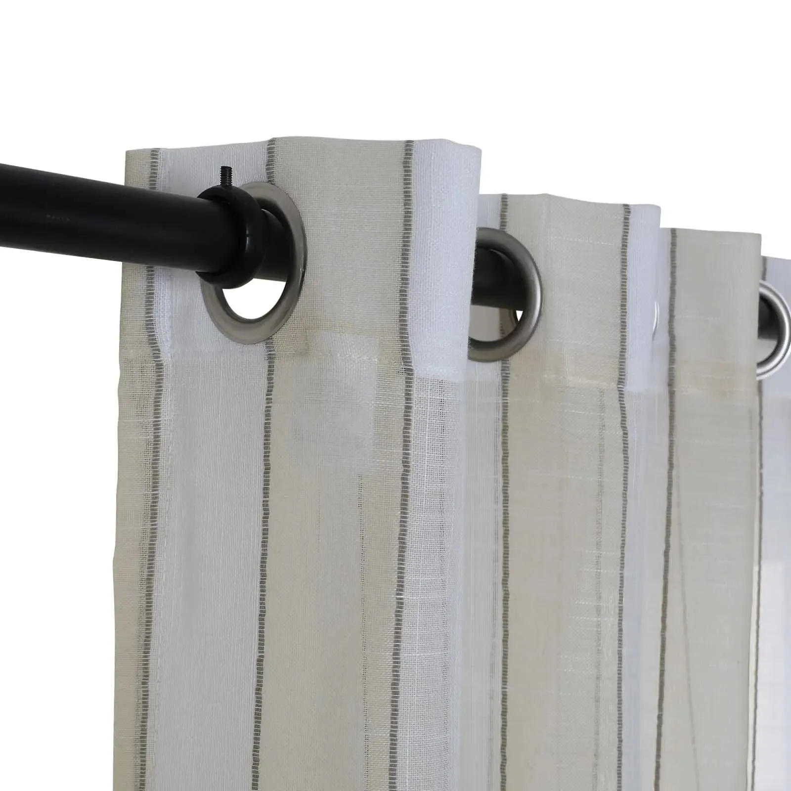 Brooklyn Woven Striped Sheer Curtain Grommet