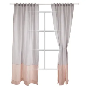 Cataya Linen Curtain [Light grey/Light pink]