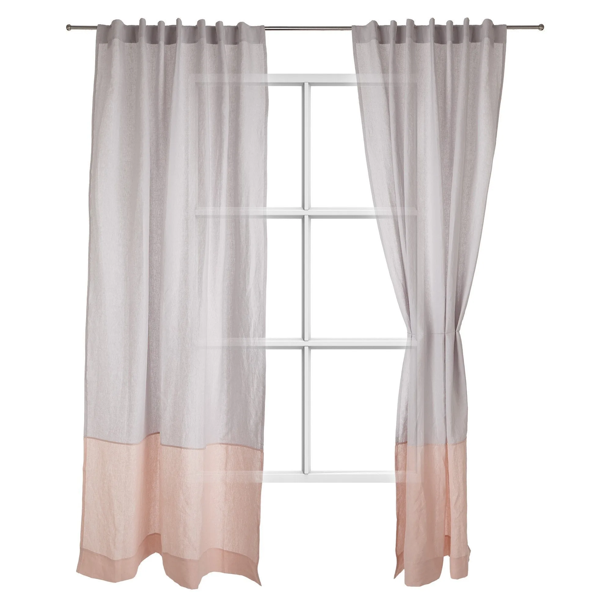 Cataya Linen Curtain [Light grey/Light pink]