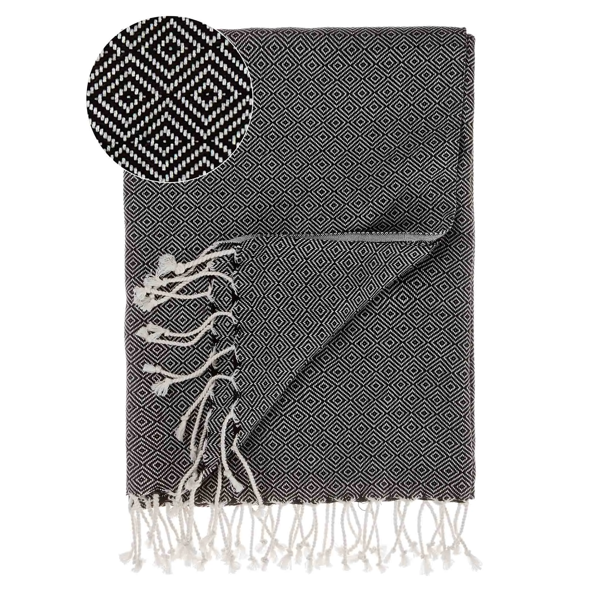 Cesme Hammam Towel [Black/White]