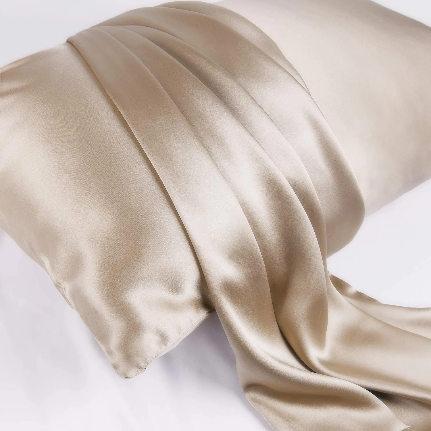 Champagne Silk Pillowcase- NZ Standard Size - Envelope Closure