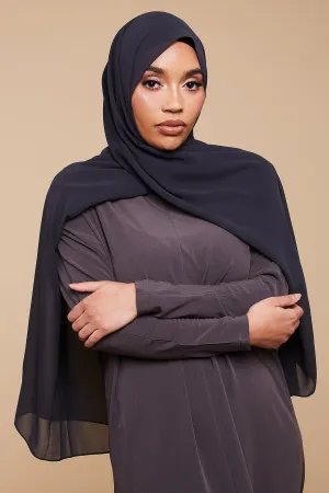 Charcoal Soft Crepe Chiffon Hijab