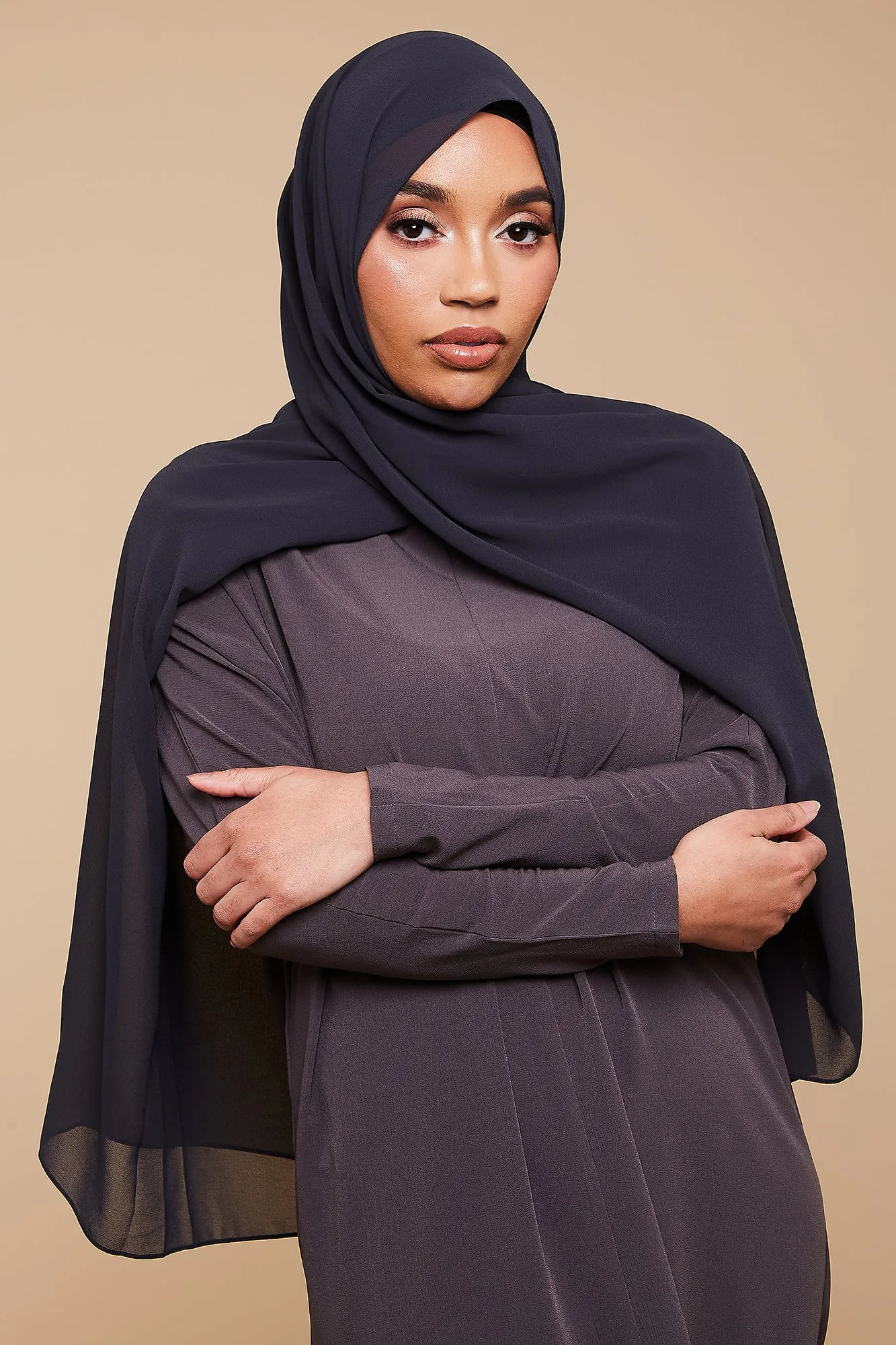 Charcoal Soft Crepe Chiffon Hijab